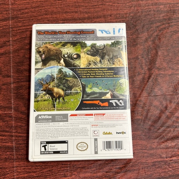 Nintendo Wii CABELA'S BIG GAME HUNTER 2010 & Activision Top Shot Peripheral Gun - Picture 3 of 5